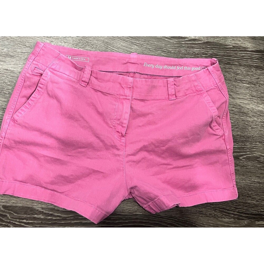 Vineyard Vines Herringbone Everyday Shorts Womens 14 Pink Cotton Stretch Casual